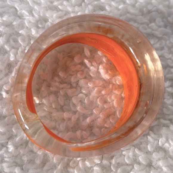 Vintage Art Glass Handmade Orange Red White Band Ring - Picture 8 of 12